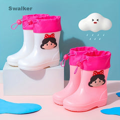 Swalker Girl's Animal Pattern Rain Boots Non Slip Waterproof Shoes