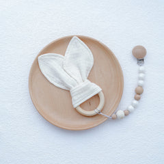 2pcs Baby Chewable Maple Wooden Teething Toy With Pacifier Accessories