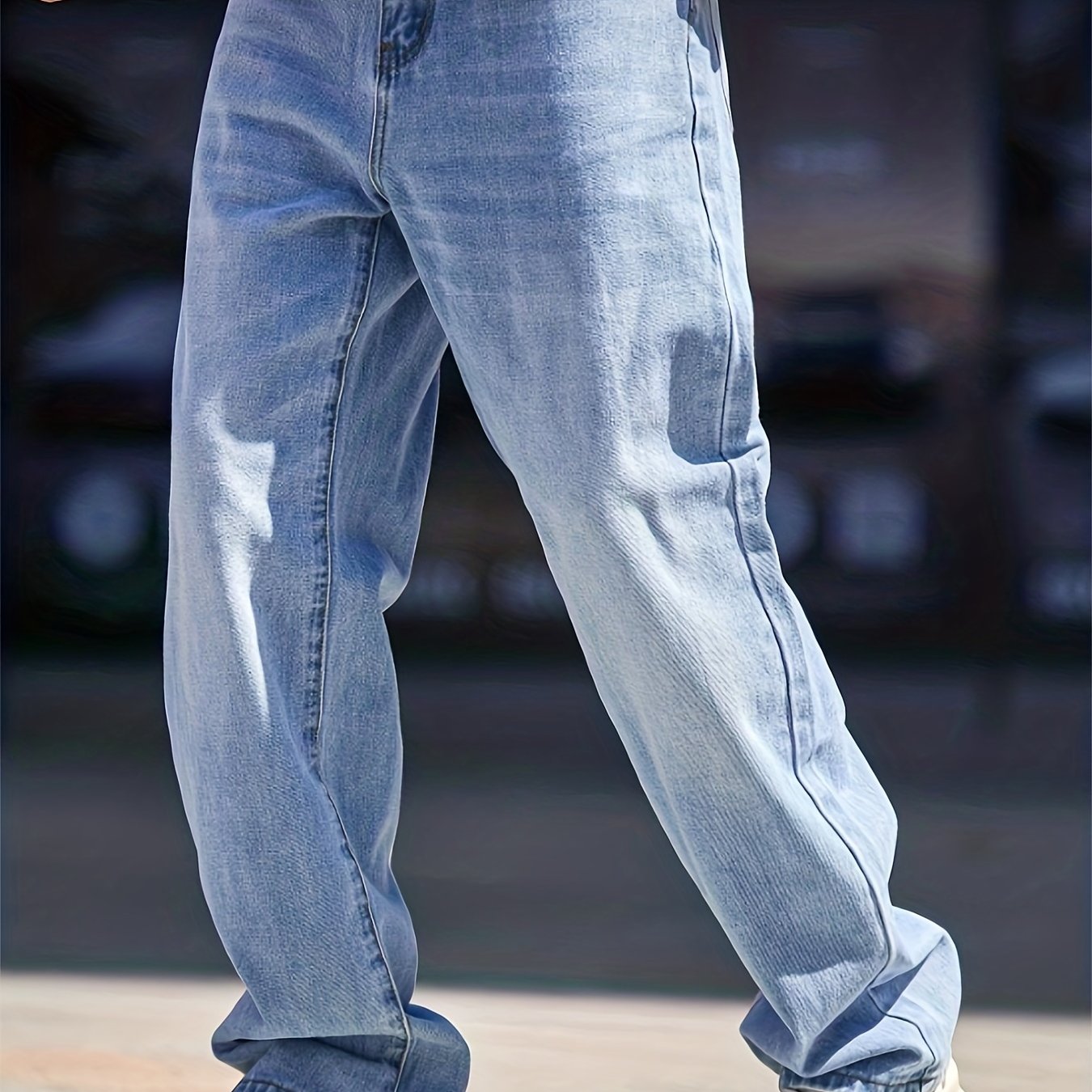 Wide Leg Distressed Denim Pants Mens Casual Street Style Jeans