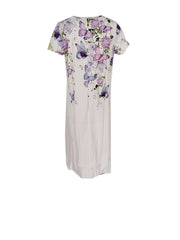 Floral Split Crew Neck Maxi Dress Short Sleeve
