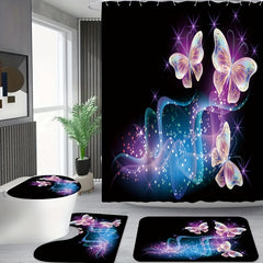 Colorful Butterflies Bathroom Shower Curtain Set
