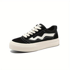Women's Flat Sneakers Low Top Lace Up Shoes Casual Outdoor Canvas Shoes