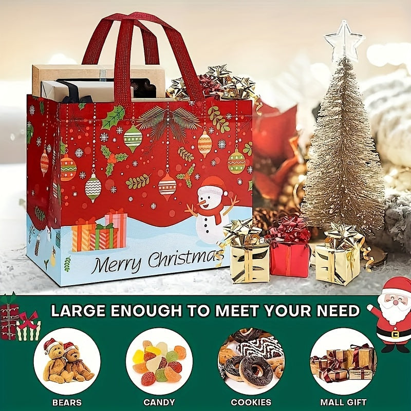 11pcs Christmas Tote Gift Bags Handles Reusable Non woven