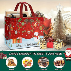 11pcs Christmas Tote Gift Bags Handles Reusable Non woven