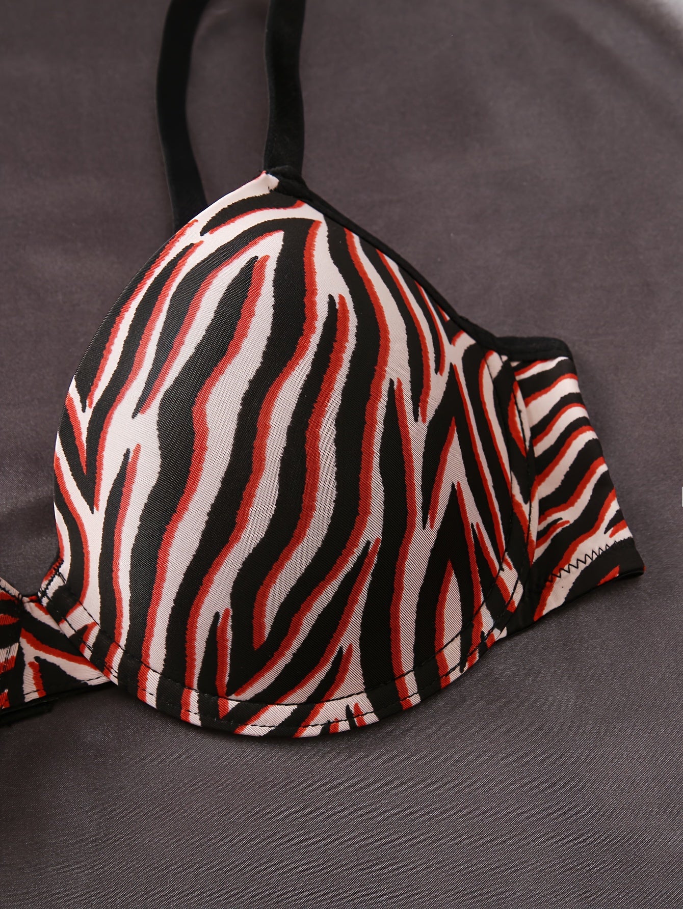 3 Pcs Push Up Bra Set Zebra Stripe Seamless Anti Sagging Lingerie