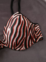 3 Pcs Push Up Bra Set Zebra Stripe Seamless Anti Sagging Lingerie