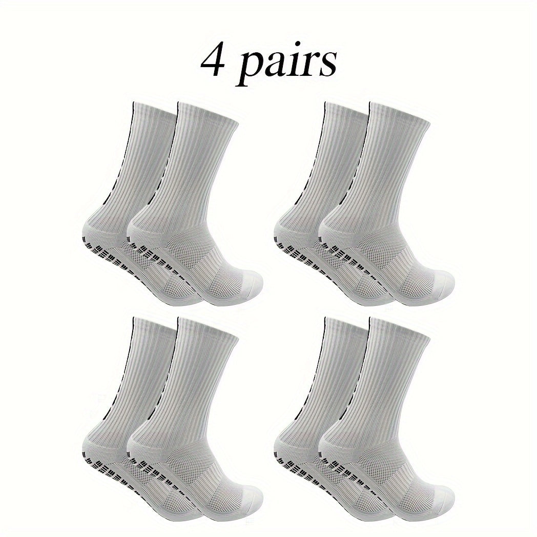 4 Pairs Non Slip Football Socks Breathable Crew Outdoor Sports Soccer Socks