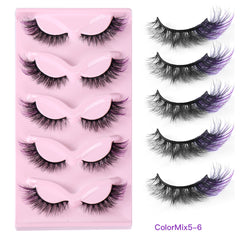 5 Pairs Colorful False Eyelashes High Faux Mink Fox Eye False Eyelashes
