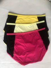 3 Pack Plus Size Panties Set Colorblock High Waisted Briefs