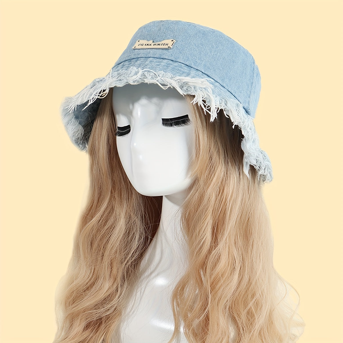 Denim Casual Bucket Hat Frayed Brim Lightweight Fisherman Cap Sunscreen