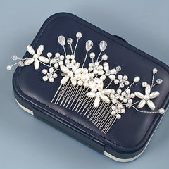 Bride Silver Wedding Hair Comb Hair Pieces Clip Pearl Rhinestones Crystal