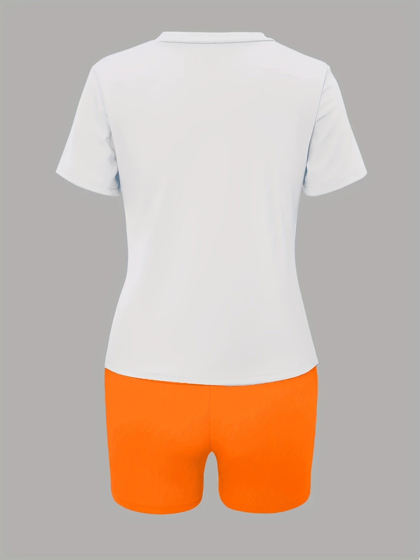Letter & Fruit Print Tee & Shorts Set
