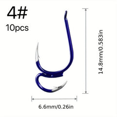 10pcs Double Hook Barbed Fishing Hooks