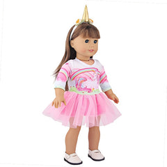 18" American Doll Unicorn Gauze Skirt Hair Band 2Pc Set Costume Accessories