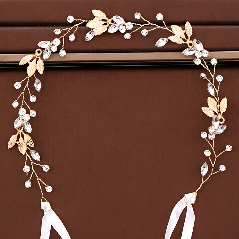 Bridal Pearl Leaves Headband Hair Accessory For Bride