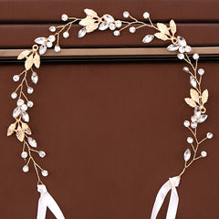 Bridal Pearl Leaves Headband Hair Accessory For Bride