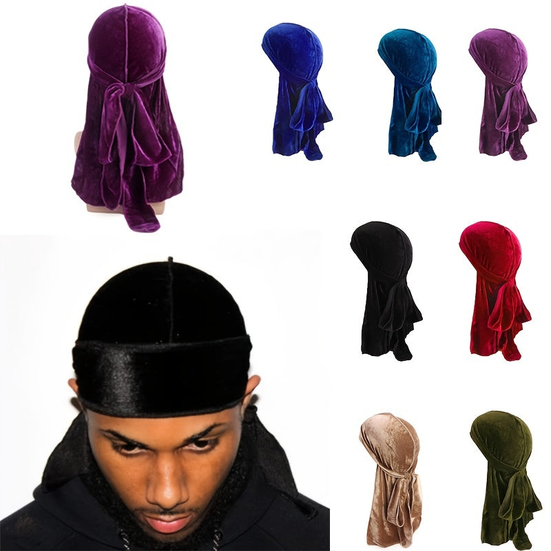 Velvet Durag For Waves Long Tie Waves Cap Men's Pirate Hat