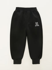 Boys Cartoon Embroidered Fleece Thermal Sweatpants