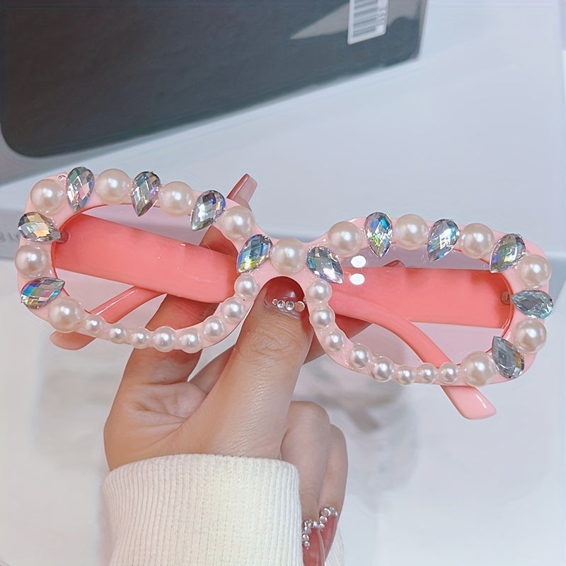 Rectangle Sunglasses Faux Pearl Funny Candy Glasses UV400