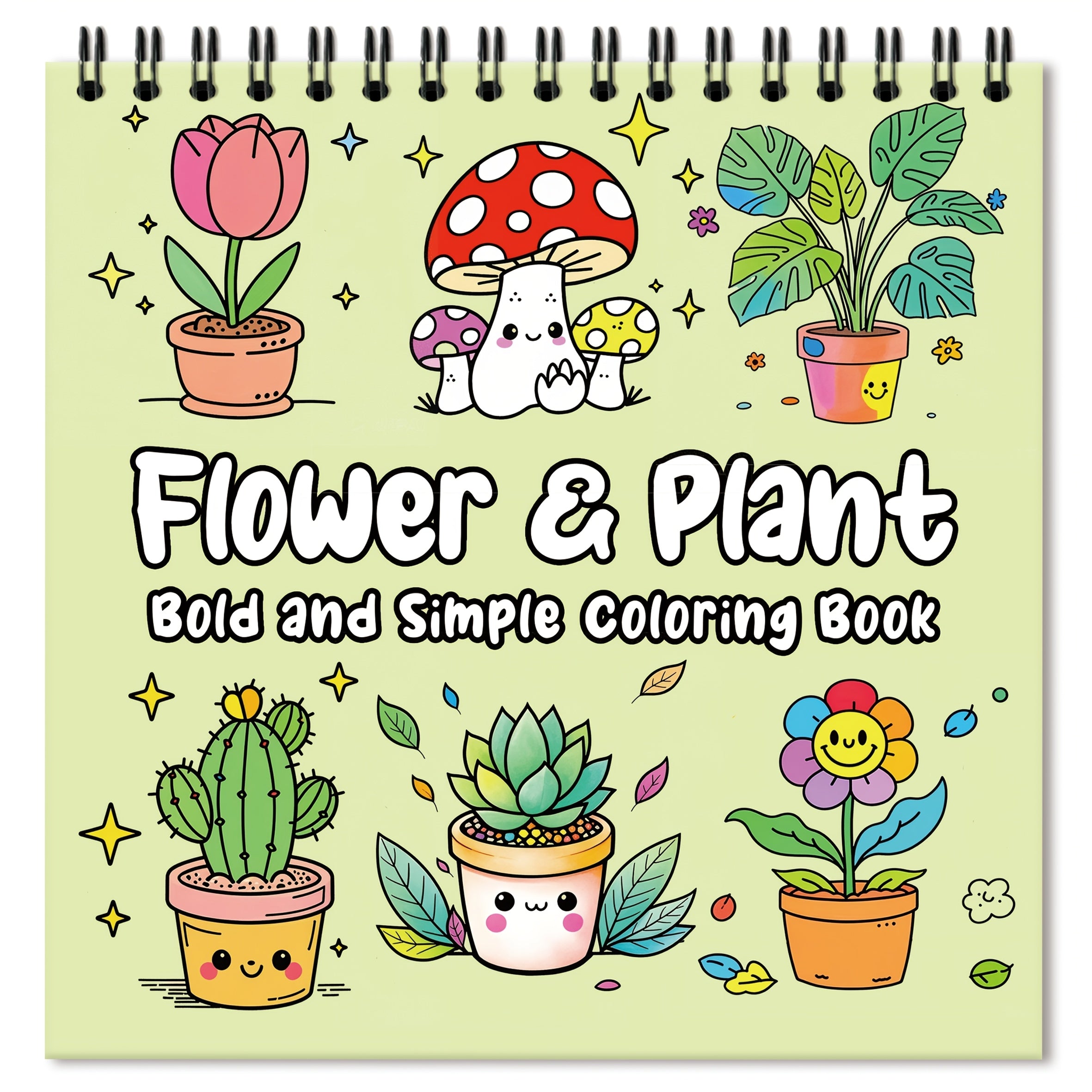 24 Page Plant & Flower Coloring Book Spiral Binding Adult Drawing Book