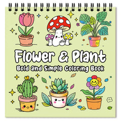 24 Page Plant & Flower Coloring Book Spiral Binding Adult Drawing Book