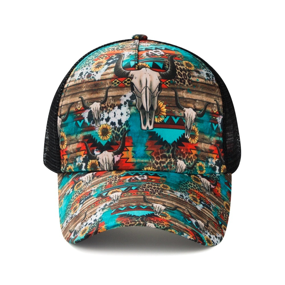 Floral Print Baseball Cap Men Character Leisure Dolman Hat Casual Cap