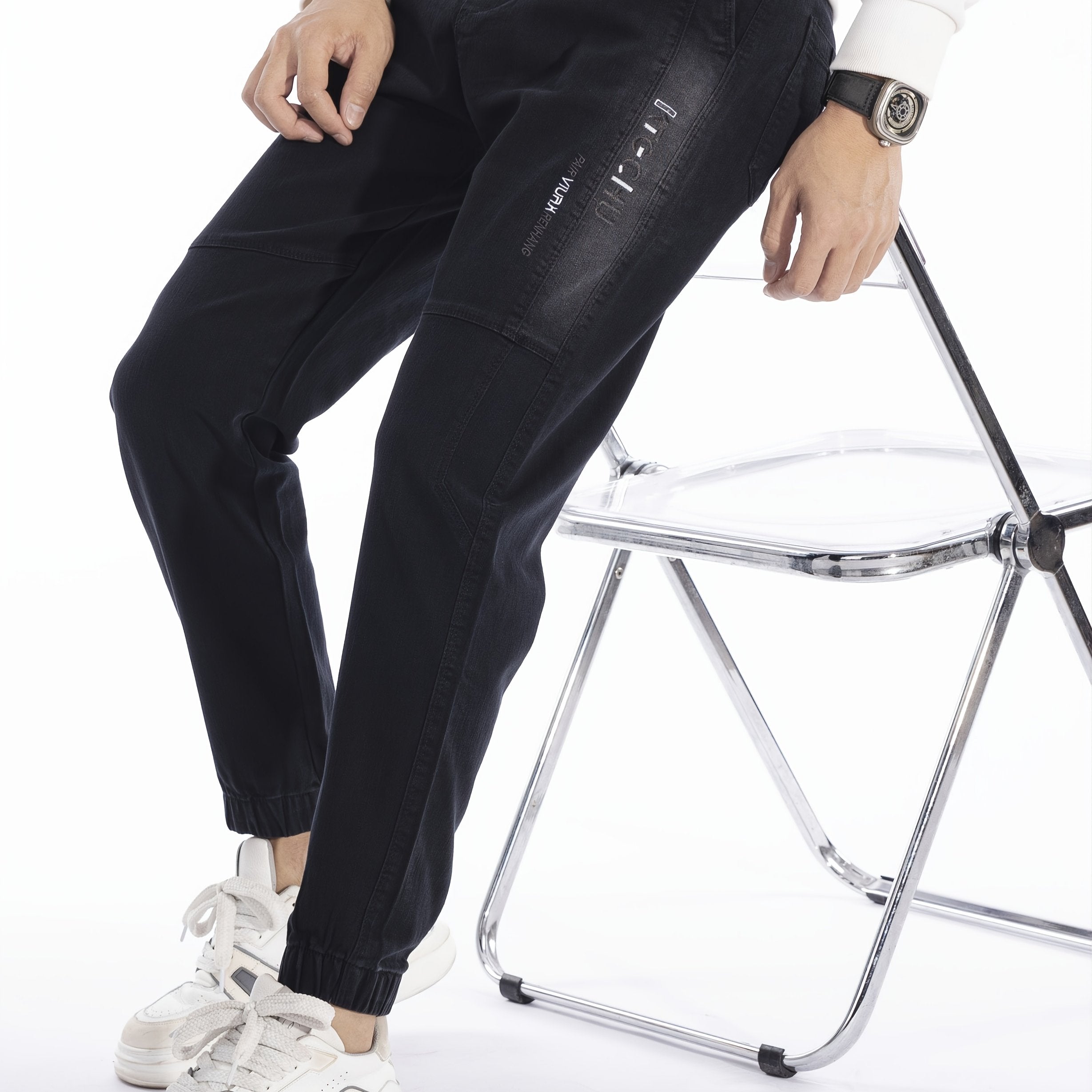 Men's Winter Jogger Pants Embroidered Letter Print Drawstring
