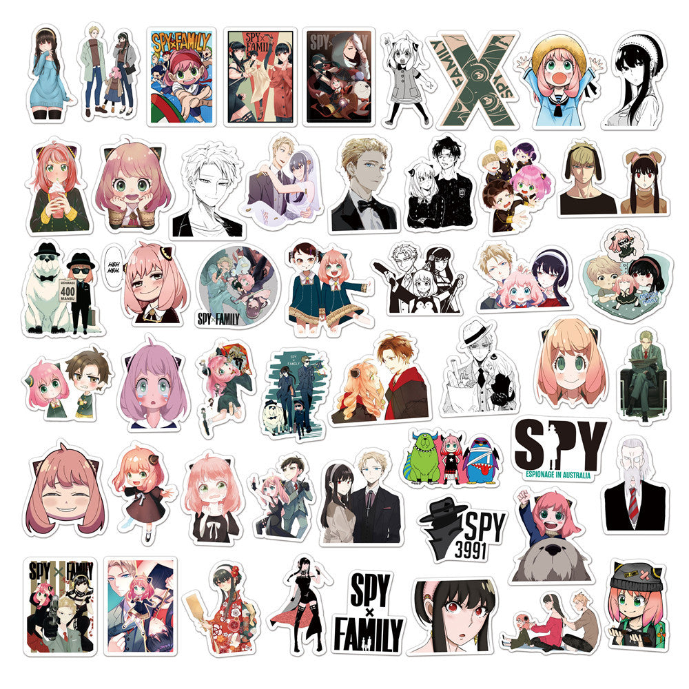 50Pcs Spy Doodle Waterproof Stickers for Laptop Phone Luggage Water Bottle Car