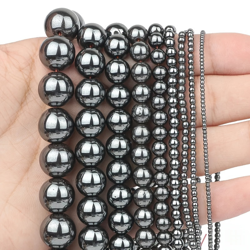 Natural Hematite Round Loose Beads for DIY Jewelry Making 1-12mm
