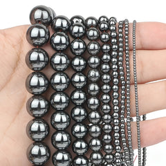 Natural Hematite Round Loose Beads for DIY Jewelry Making 1-12mm