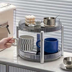 2-tier Cup Storage Rack for Living Room - Rotatable Household Desktop Organizer