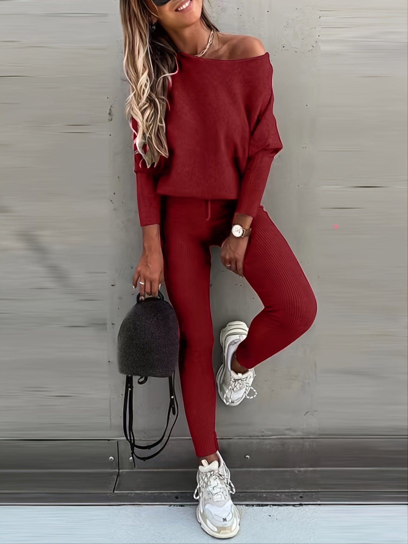 Solid Sports Two piece Set Long Sleeve Hoodies & Striped Pants