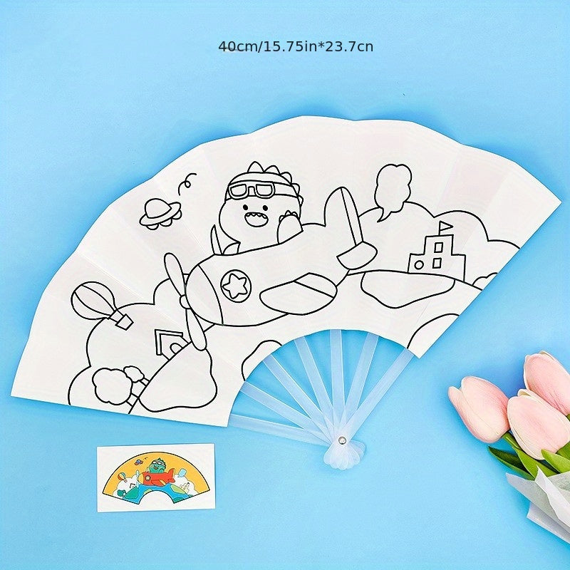 DIY Painting Graffiti Seven fold Fan Cartoon Coloring Folding Fan