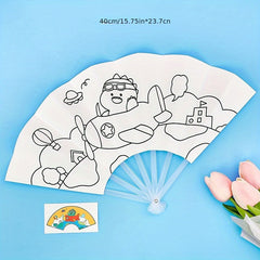 DIY Painting Graffiti Seven fold Fan Cartoon Coloring Folding Fan
