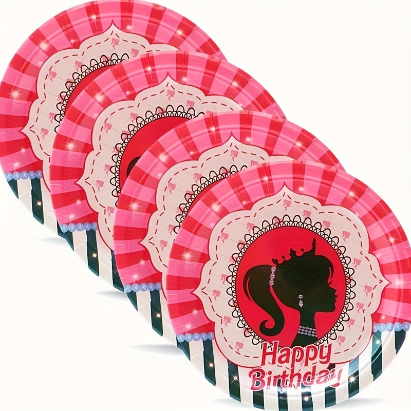 20 Pink Party Plates Princess Birthday Plate Set Cake Paper Dessert Decorations