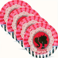 20 Pink Party Plates Princess Birthday Plate Set Cake Paper Dessert Decorations
