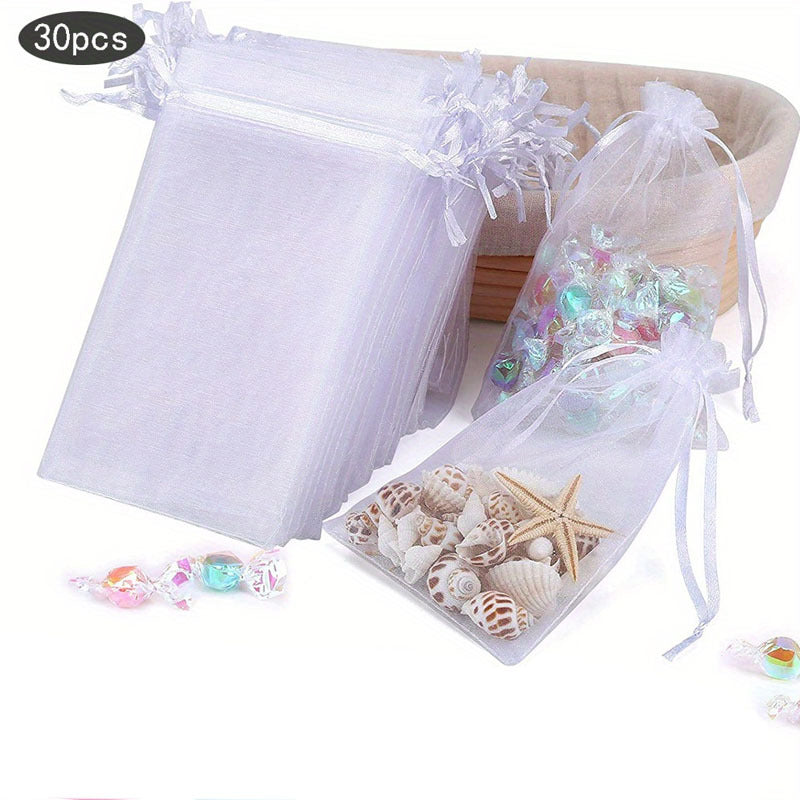 30pcs 4x6 Inch Organza Gift Bags Sheer Drawstring Pouch Candy Bags