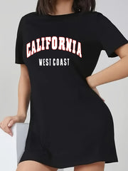 Women's Tee Dress Letter Print Short Sleeve