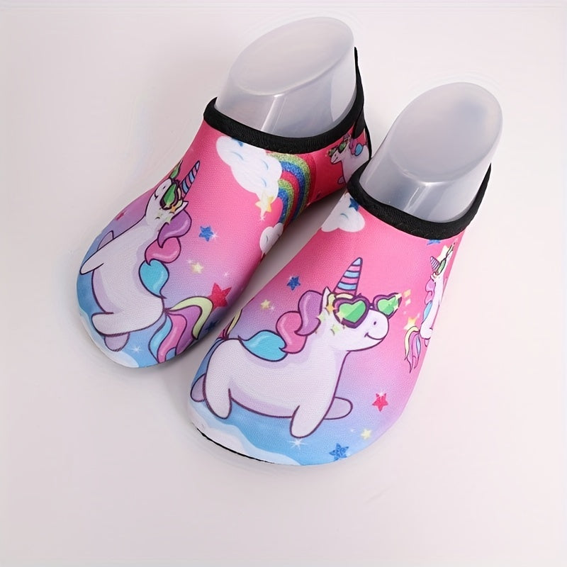 Girl's Rainbow & Pony Water Shoes Quick Dry Non Slip Soft Beach Aqua Socks