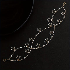 Faux Pearl Hair Chain Crystal Cross Hair Band