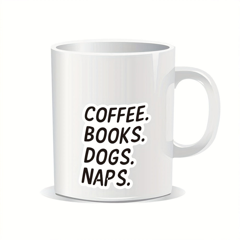 Coffee Books Dogs Naps Sticker Set - Dog Rescue Laptop Decals