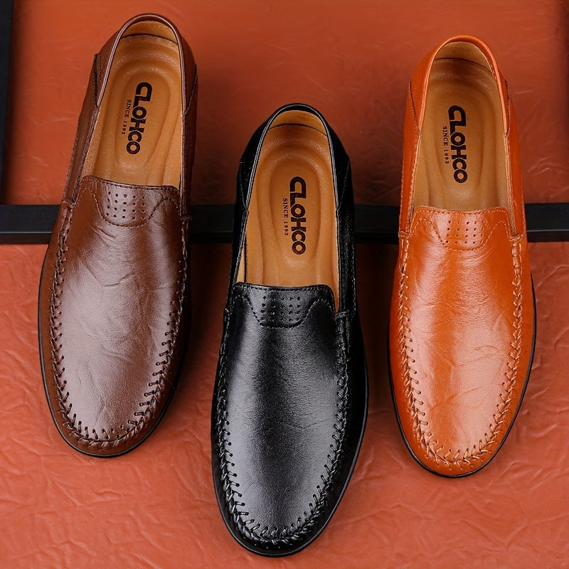 Men's Leather Loafers Comfy Slip On Shoes Non-slip