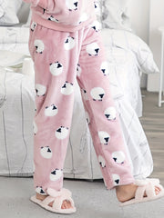 Sheep Print Sleep Bottoms & Fuzzy Pants Women's Loungewear