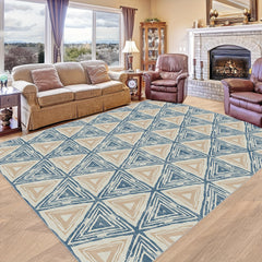 Soft Geometric Carpet Floor Mat for Living Room Bedroom - Machine Washable