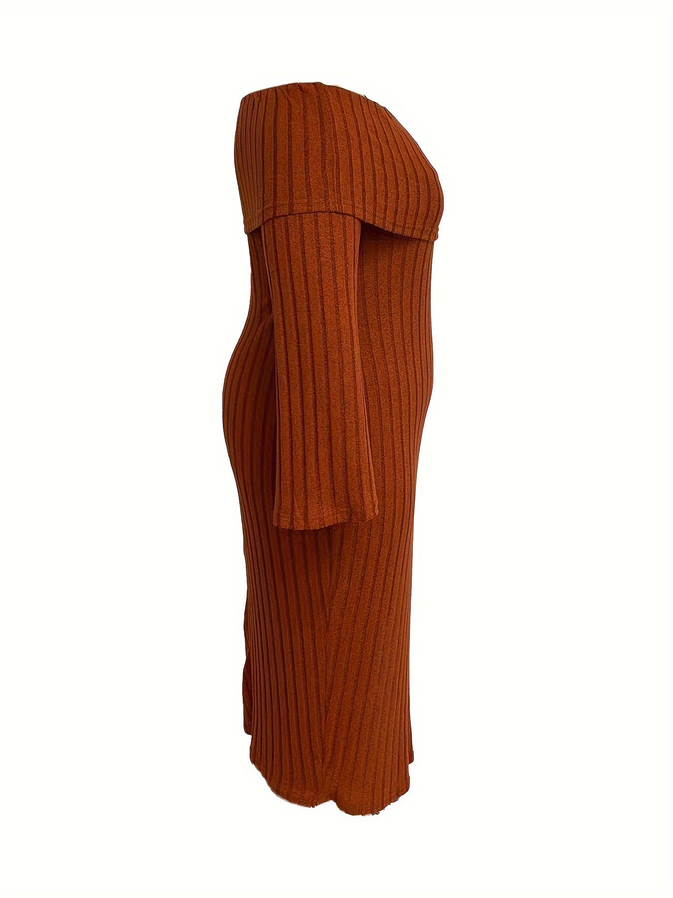 Off Shoulder Ribbed Bodycon Dress
