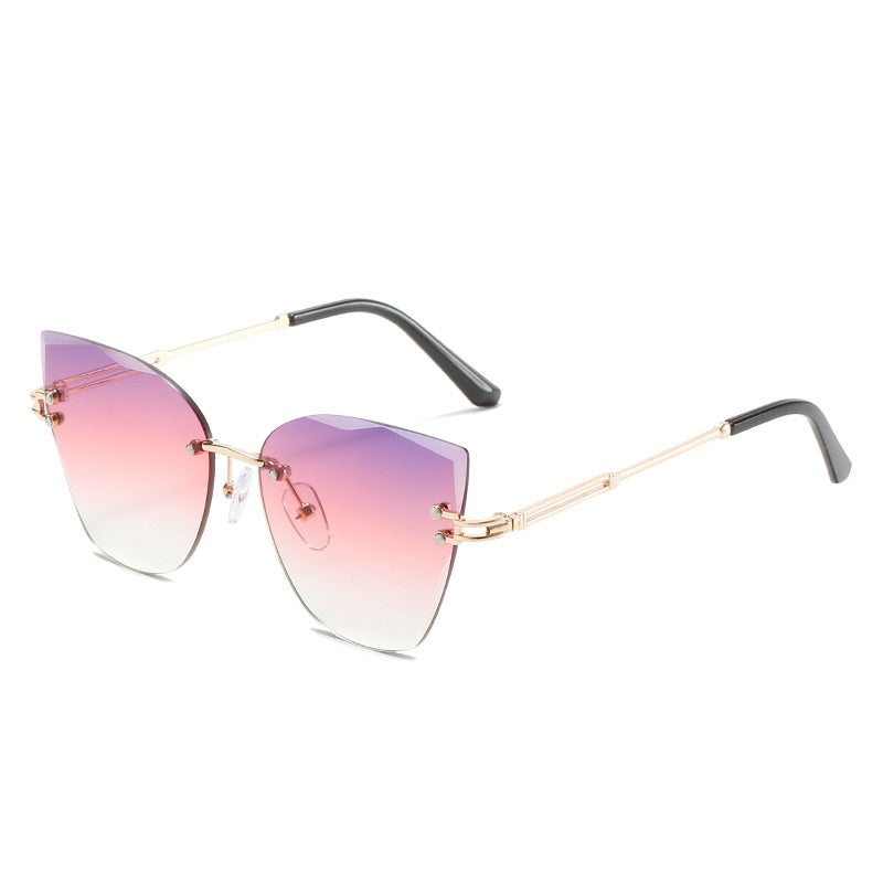 Oversized Cat Eye Sunglasses Metal Frame Stylish Women