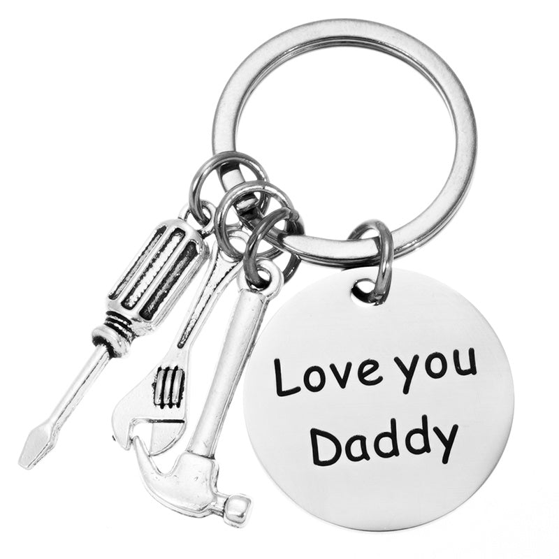 Stainless Steel Dad's Tool Keychain Screwdriver Hammer Wrench Gift