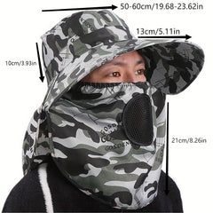 Unisex Windproof Breathable UV Sun Hat with Face Cover for Fishing
