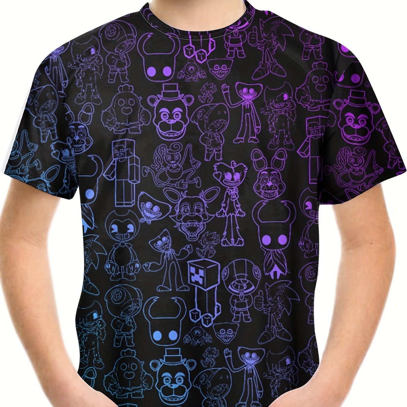 Anime Cartoon World Print T-shirt for Kids