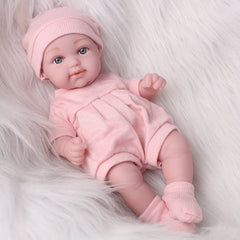 Newborn Baby Doll Soft Vinyl Pure Wool Outfit Bright Pink & Light G